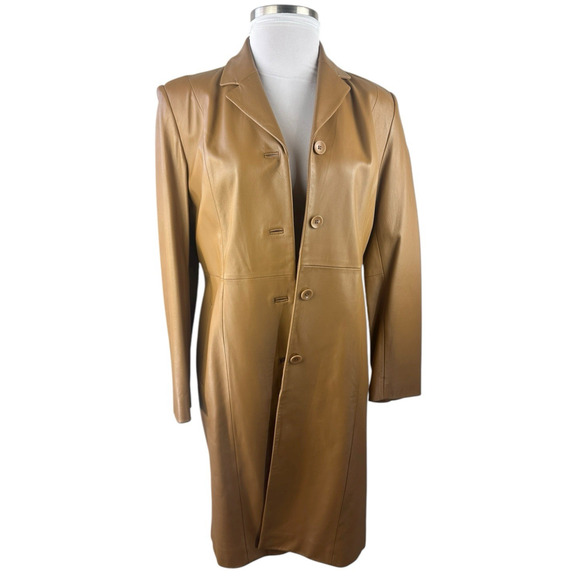 Valerie Stevens Genuine Lamb Leather Coat Camel Brown Size Large *Lining Damage* - Picture 3 of 16